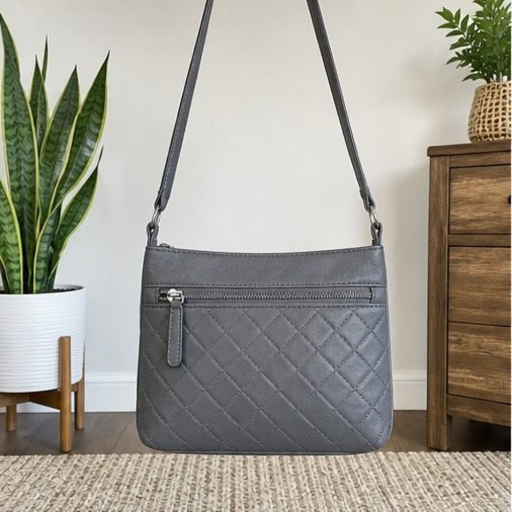 Gray Quilted Crossbody Bag